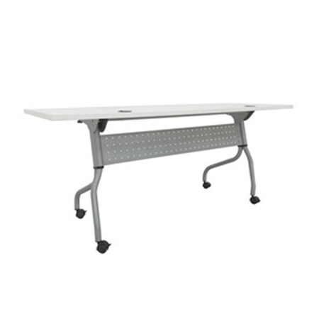 Lorell 72 in. Laminate Flip Top Training Table, Silver & White LLR60743